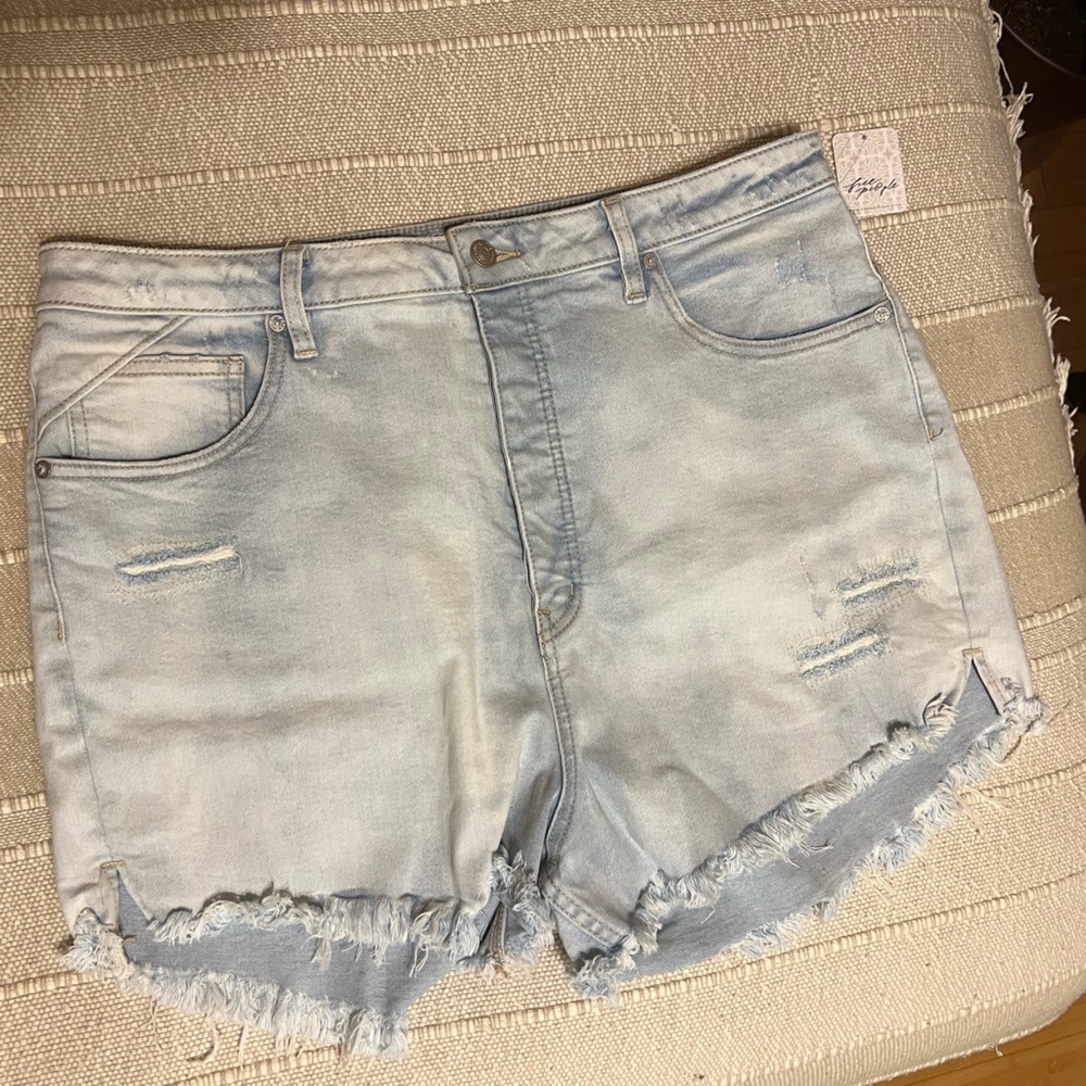 Free People Cut Off Light Denim Shorts